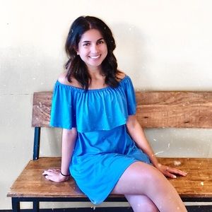 Off Shoulder Blue Dress